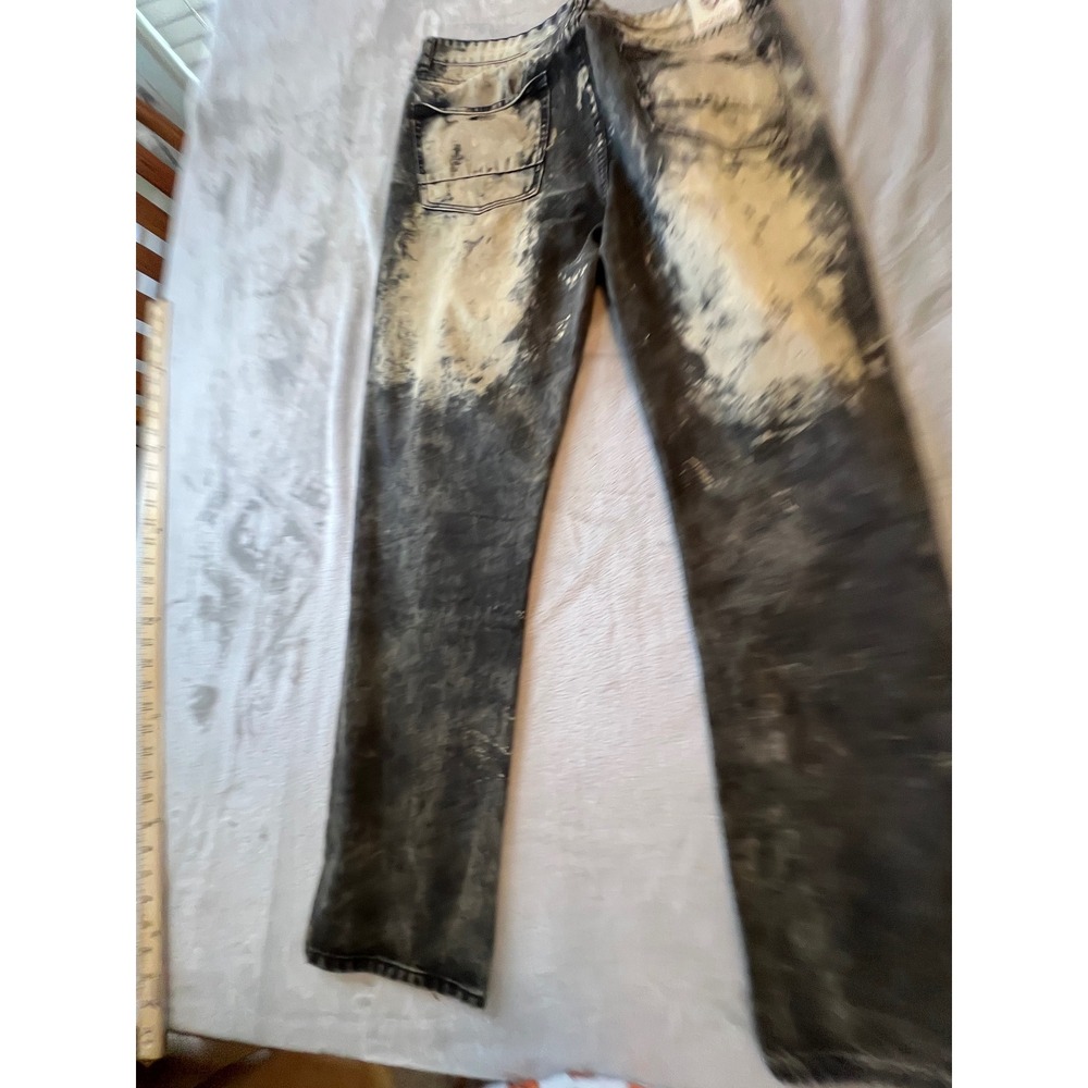 Encrypted Jeans Men 38 Black Acid Wash Distressed Straight Leg Denim - Picture 7 of 7